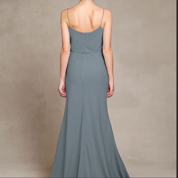 Jenny Yoo Grey Blake Maxi Bridesmaid Formal Dress - Picture 4 of 12